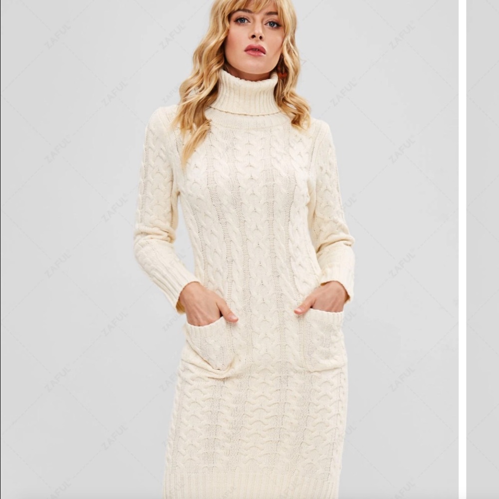 Rachel Zoe Ivory Knit‎ Long Sleeve Dress - Picture 8 of 9